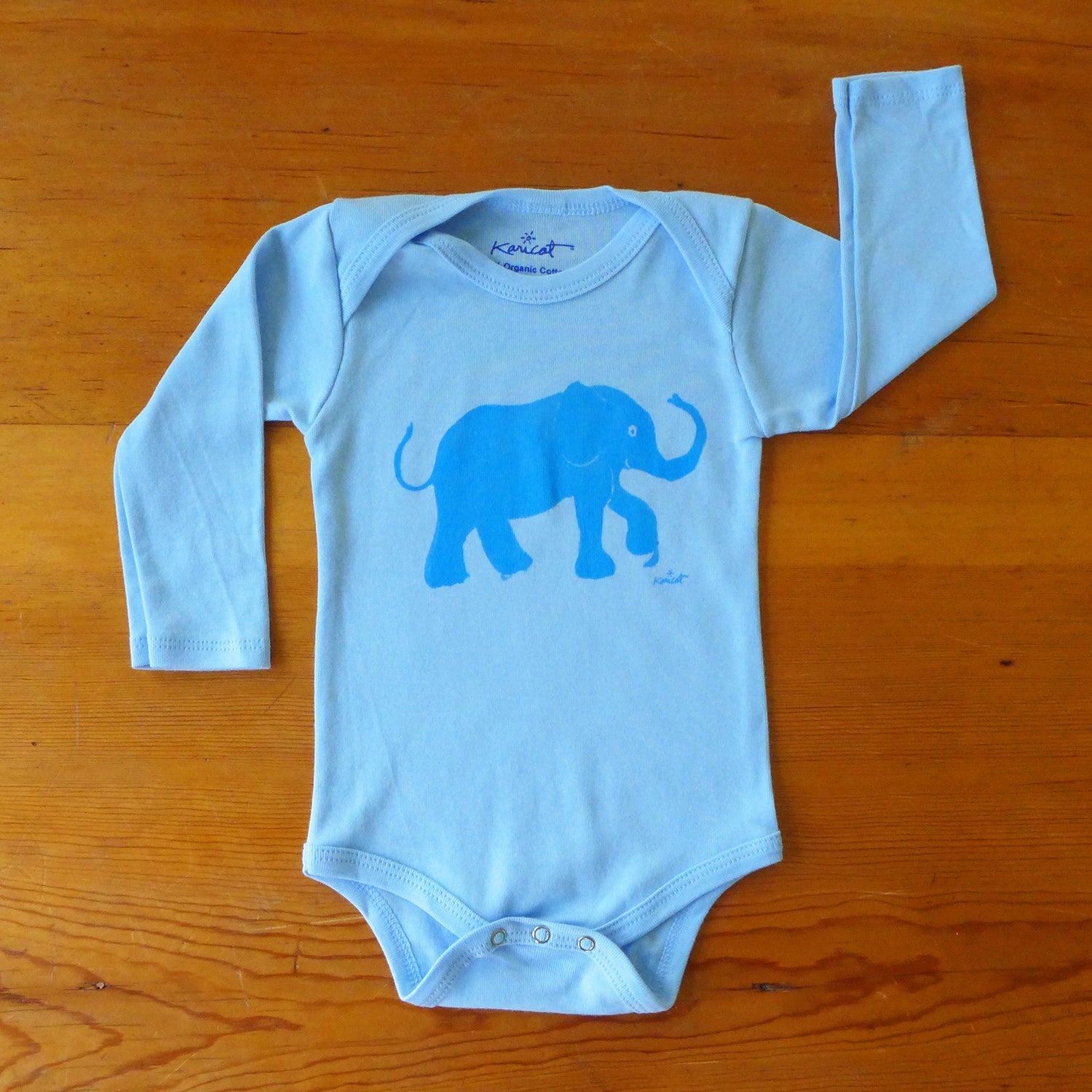 Blue Ellie Smiles Long Sleeve Blue Onesie