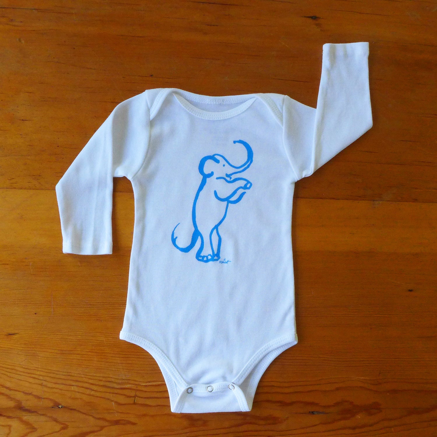 Blue Ellie Up Long Sleeve Onesie