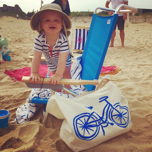 Bright Blue Bicycle Beach Tote